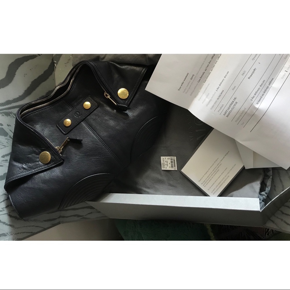 Alexander McQueen leather De Manta clutch purse